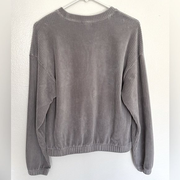 Gray Velour Sweater Size Medium - Picture 2 of 5
